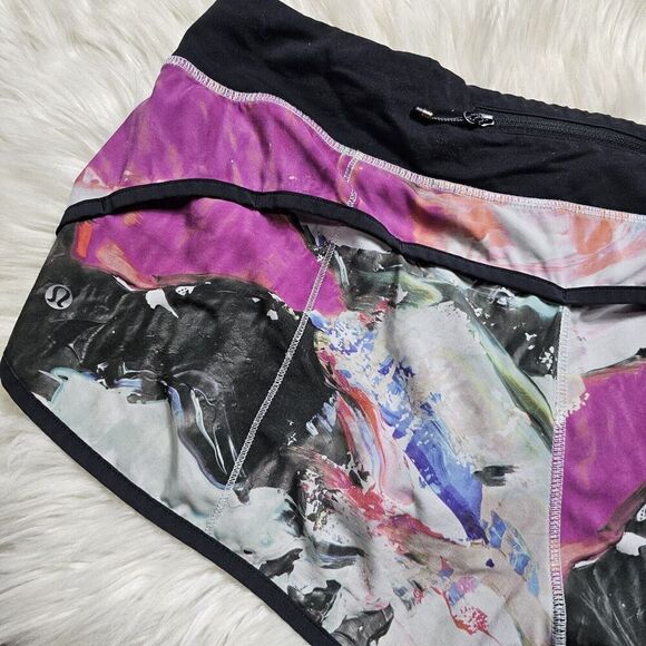 Lululemon Run: Speed Short, 4-Way Stretch, Size 12 - Pigment Wave Multi, Black - Picture 9 of 12